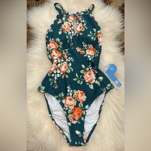 New With Tags Cupshe Blue Floral One Piece Swimsuit